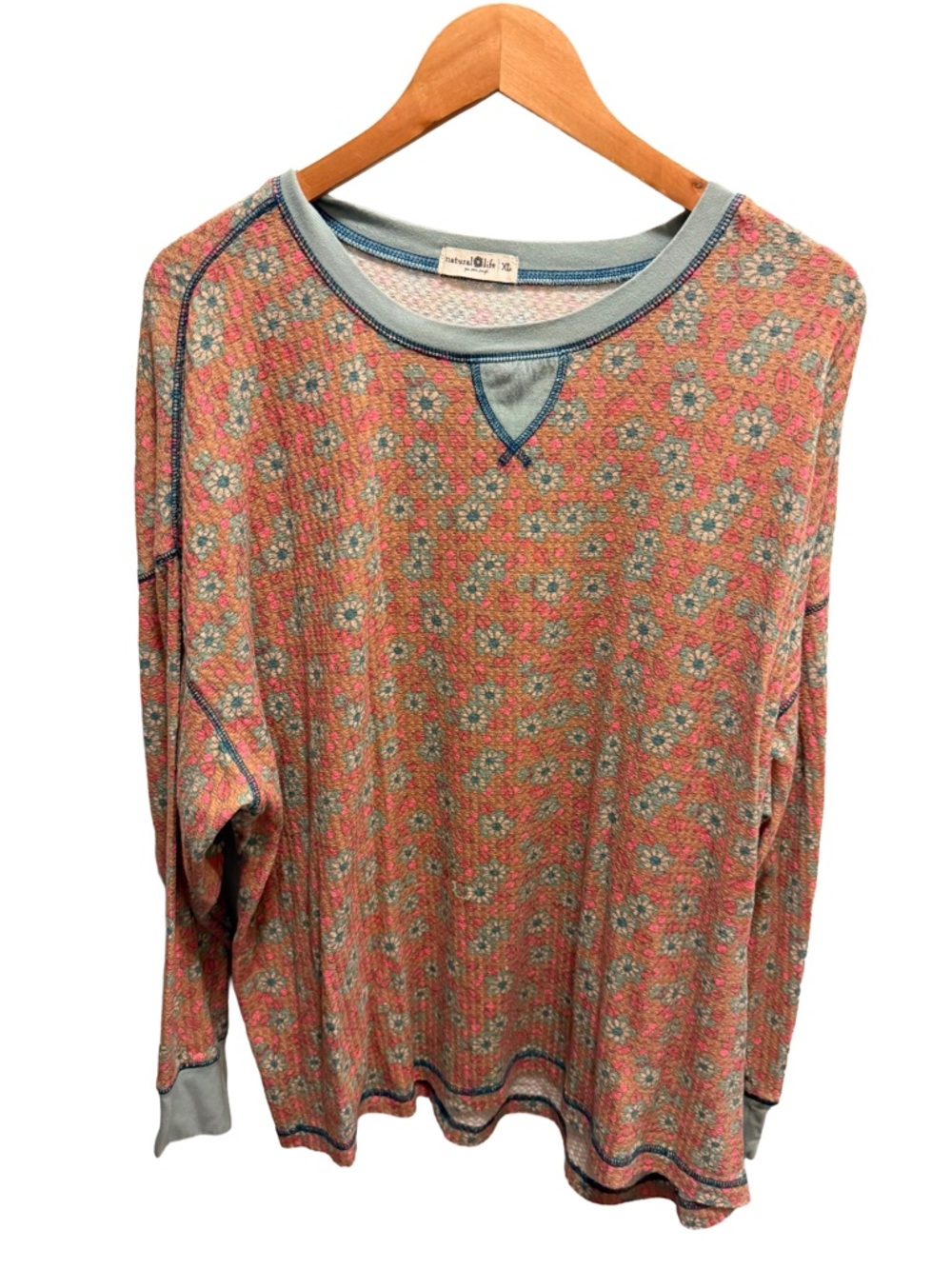 Natural Life Mix & Match Waffle Pajama Top - Floral - XL - Picture 4 of 7